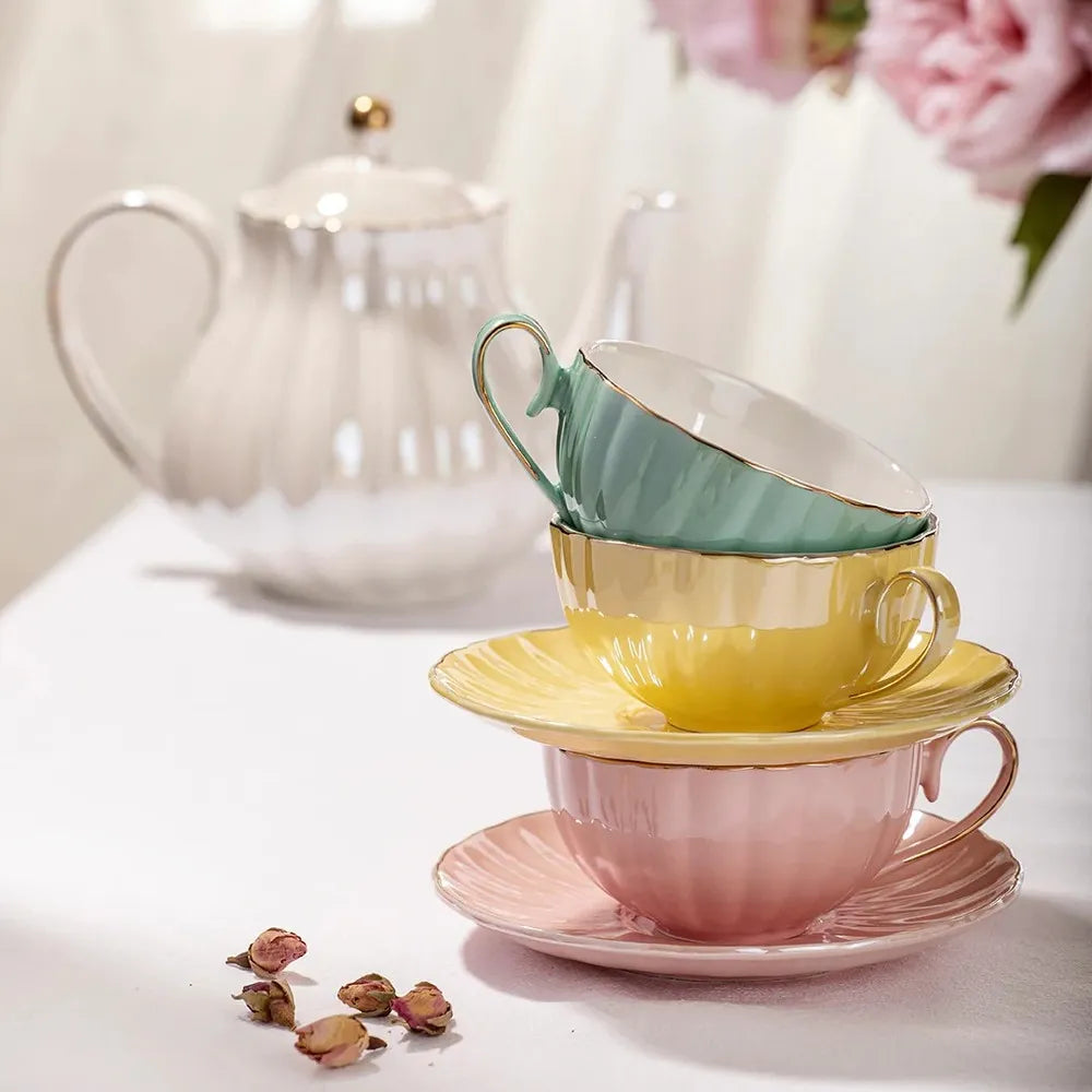 Ashdene Parisienne Pearl - Buttermilk Cup & Saucer Set of 4
