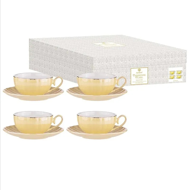 Ashdene Parisienne Pearl - Buttermilk Cup & Saucer Set of 4