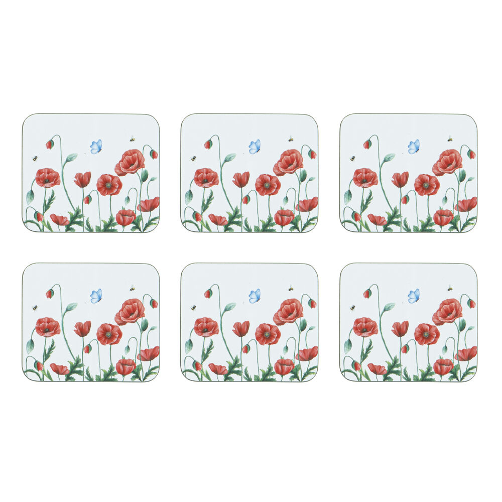 Ashdene Poppy Fields - Coasters - Pack of 6