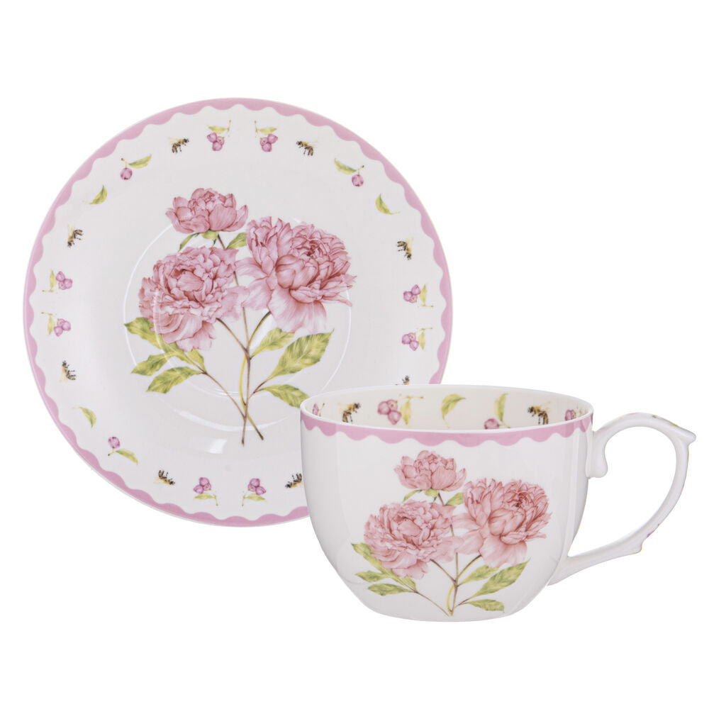Ashdene Garden Bouquet - Pink Peony Cup and Saucer