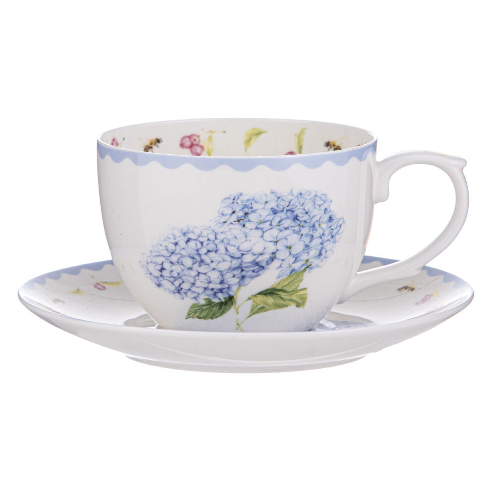 Ashdene Garden Bouquet - Blue Hydrangea Cup and Saucer