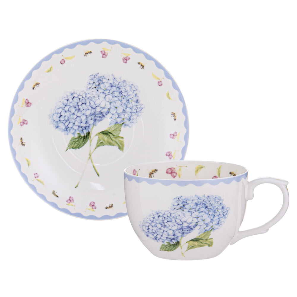 Ashdene Garden Bouquet - Blue Hydrangea Cup and Saucer