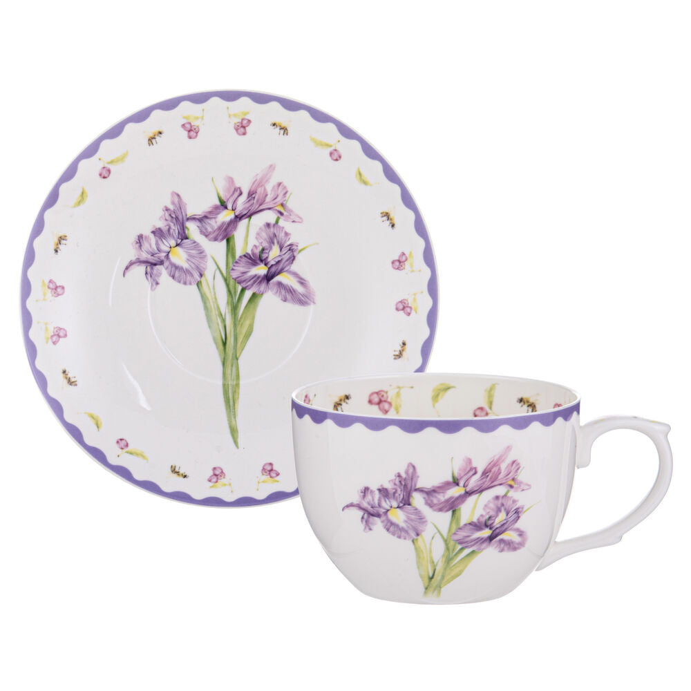 Ashdene Garden Bouquet - Purple Iris Cup and Saucer