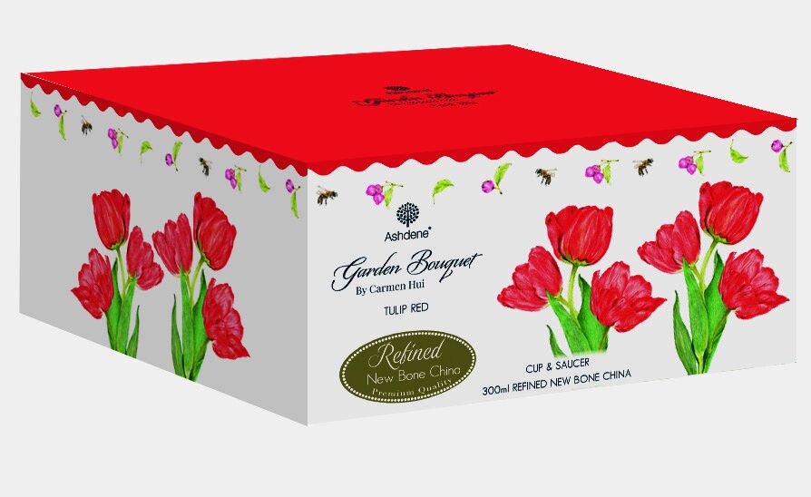 Ashdene Garden Bouquet - Red Tulip Cup and Saucer