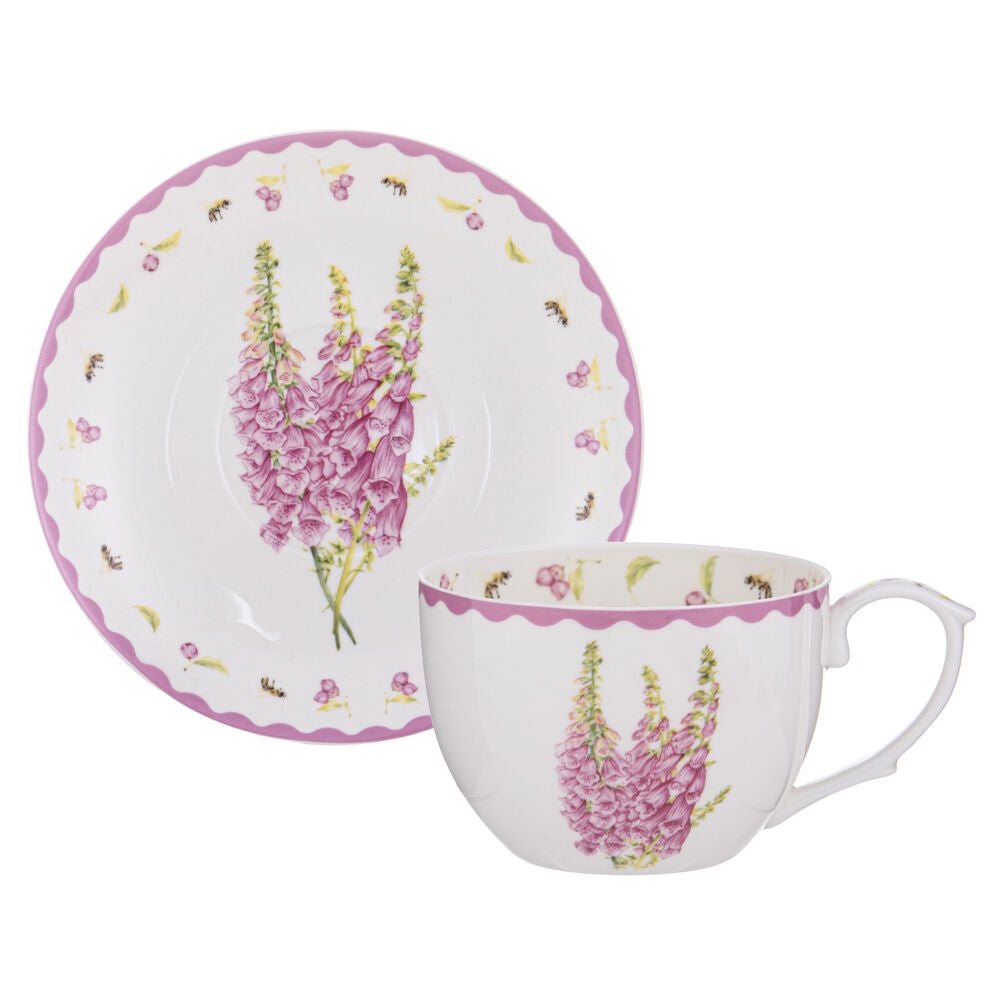 Ashdene Garden Bouquet - Fuchsia Foxglove Cup and Saucer