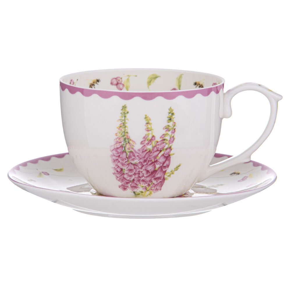 Ashdene Garden Bouquet - Fuchsia Foxglove Cup and Saucer