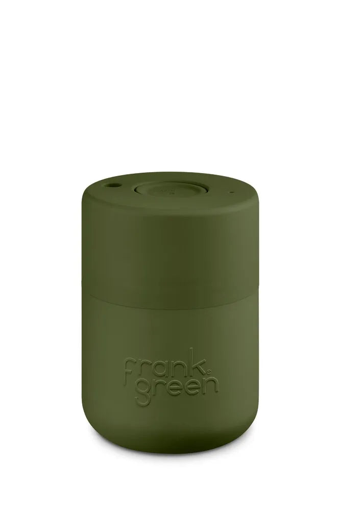 Frank Green Reusable Cup - Original 230ml Khaki Push Button Lid