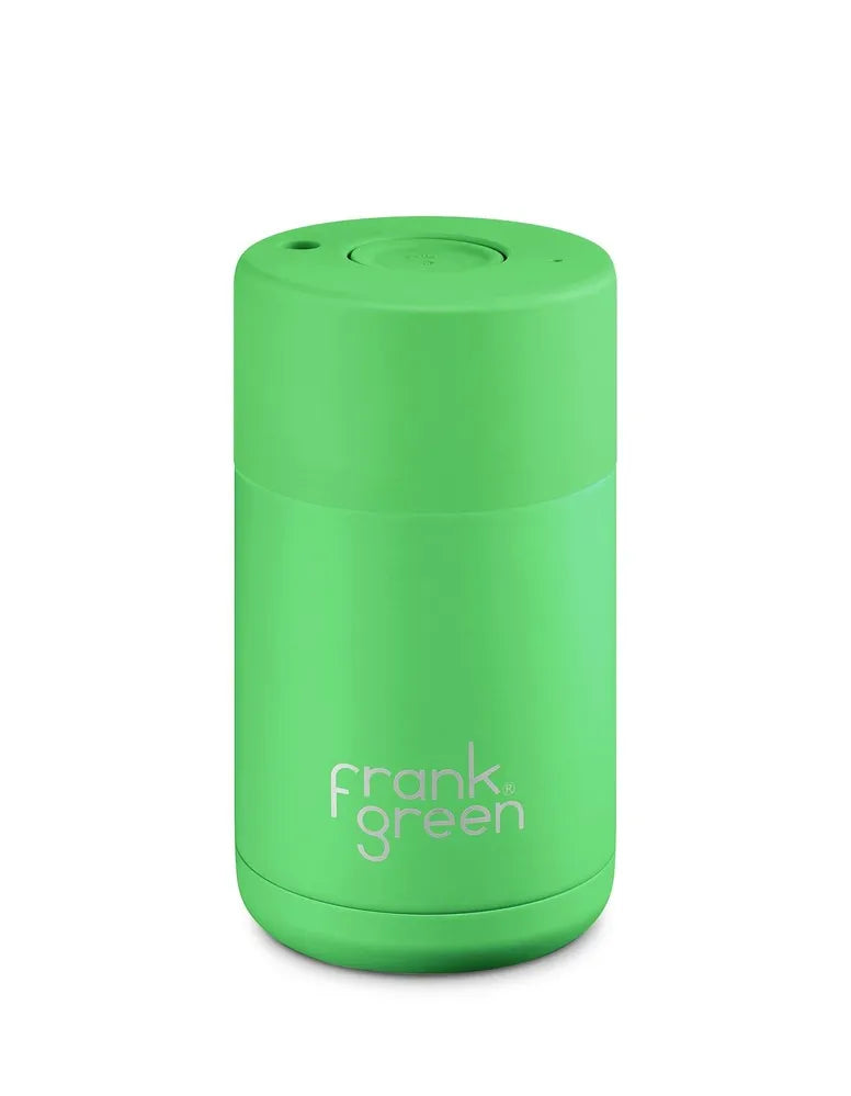 Frank Green Reusable Cup - Ceramic 295ml Neon Green Push Button