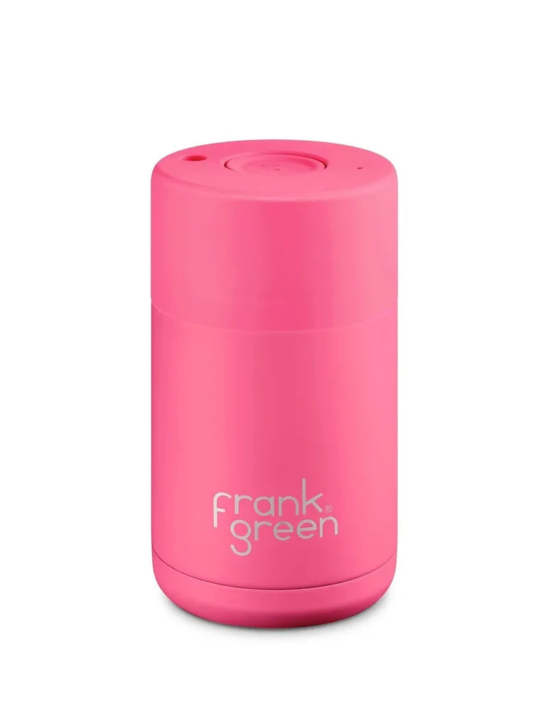 Frank Green Reusable Cup - Ceramic 295ml Neon Pink Push Button