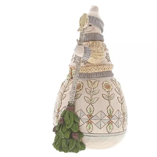 Jim Shore Heartwood Creek White Woodland - Snowman with Broom