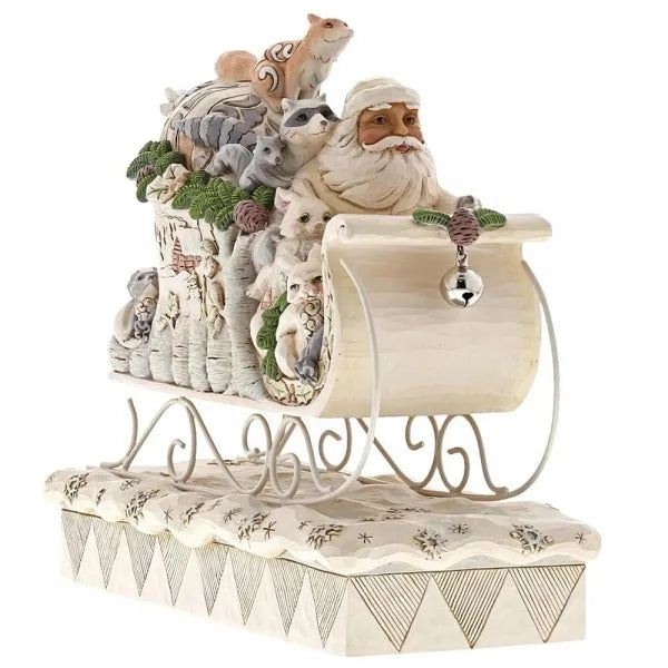 Jim Shore Heartwood Creek White Woodland - Santa In Sleigh