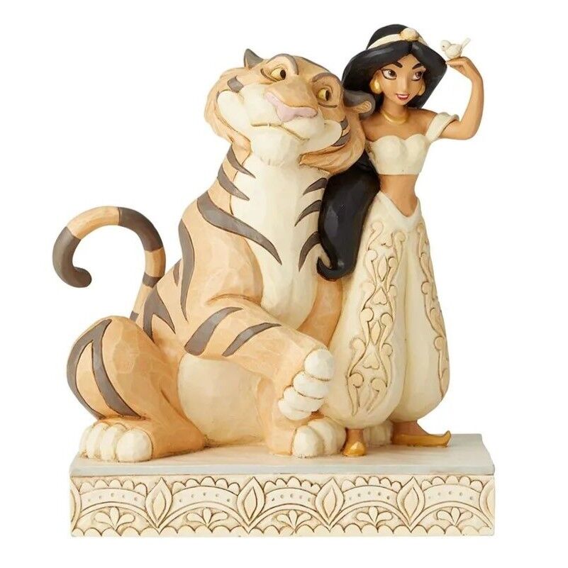 Jim Shore Disney Traditions - Aladdin Jasmine & Rajah - Wondrous Wishes White Woodland
