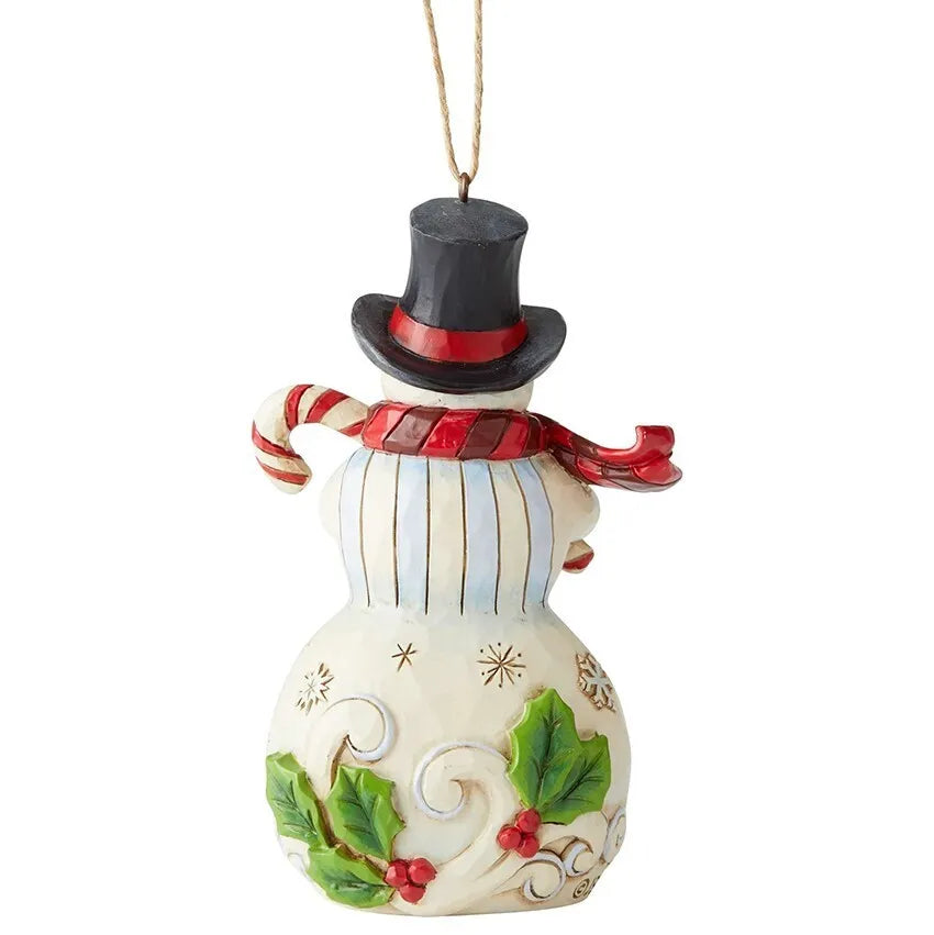 Jim Shore Heartwood Creek - Snowman With Candy Cane Hanging Ornament