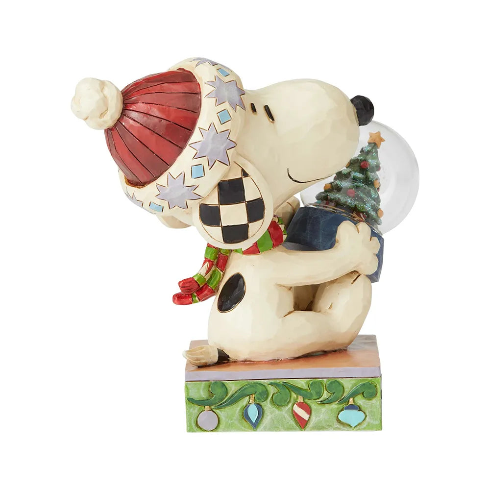 Jim Shore Snoopy Holding Dome With Tree - Christmas Joy (Peanuts Collection)