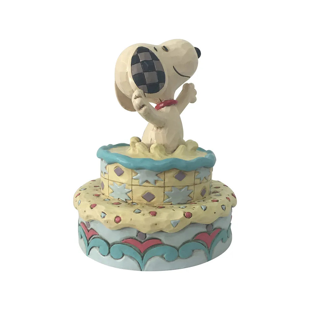 Peanuts by Jim Shore - Snoopy Jumping Out Birthday Cake - Surprise!