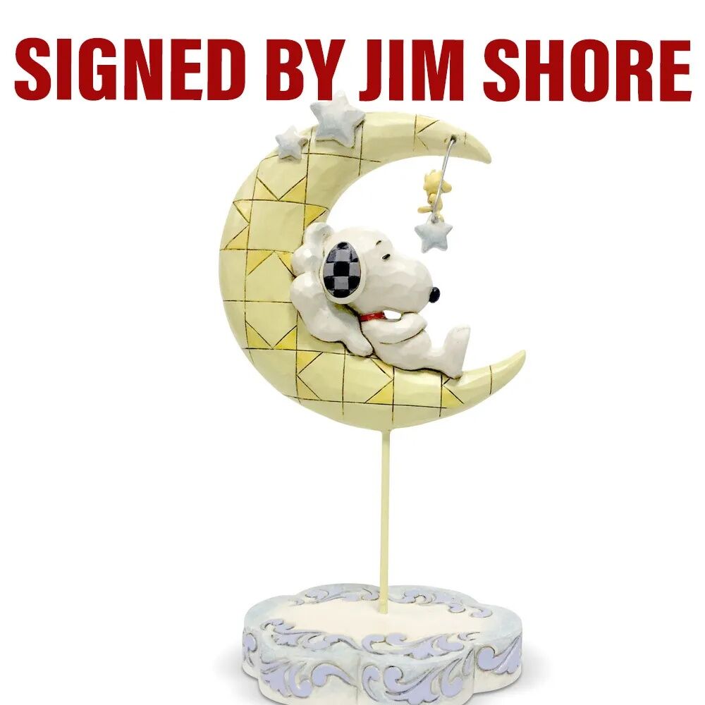 Peanuts by Jim Shore - Snoopy & Woodstock Sleeping on the Moon - Drifting Into Dream Land (Signed by Jim Shore)