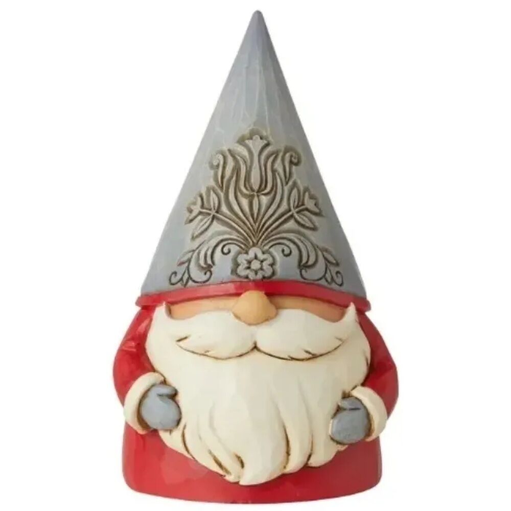 Jim Shore Heartwood Creek Nordic Noel - Grey Floral Hat Gnome