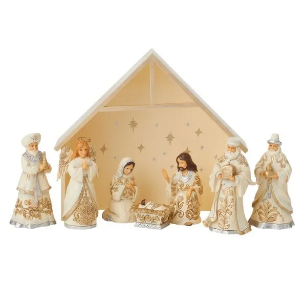 Jim Shore Heartwood Creek Holiday Lustre - Miniature Nativity Set 8pc 15cm