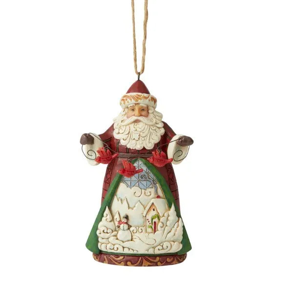 Jim Shore Heartwood Creek - Santa with Cardinals Hanging Ornament