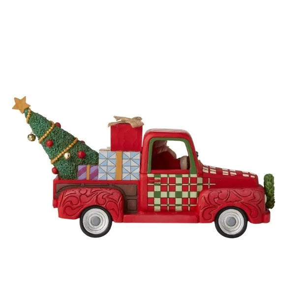 Country Living by Jim Shore - Santa in Red Truck - Country Roads Lead To Christmas
