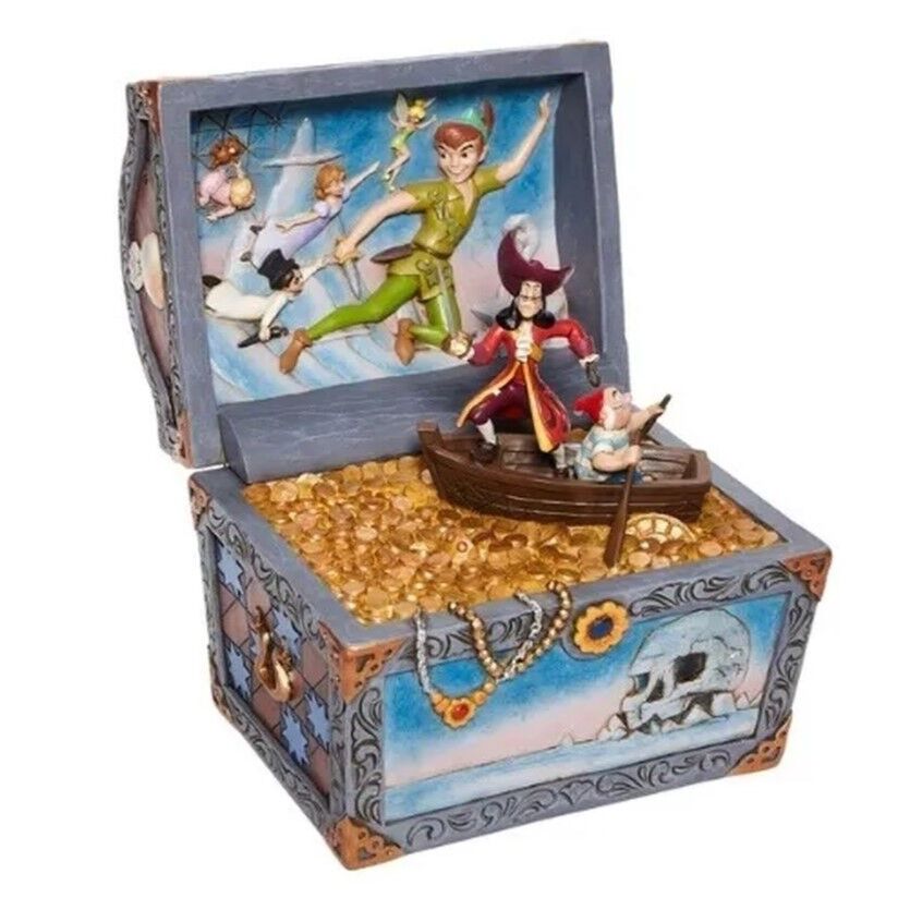 Jim Shore Disney Traditions - Peter Pan & Captain Hook Treasure Chest - Treasure-strewn Tableau