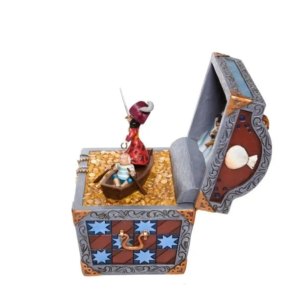 Jim Shore Disney Traditions - Peter Pan & Captain Hook Treasure Chest - Treasure-strewn Tableau