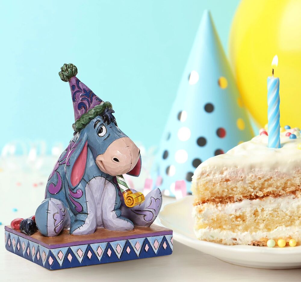 Jim Shore Disney Traditions - Winnie The Pooh Eeyore Birthday Hat - Birthday Blues