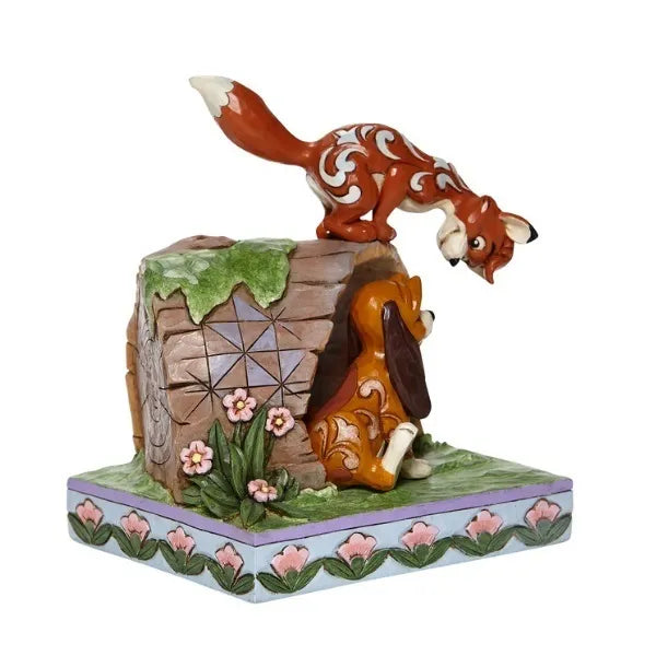 Jim Shore Disney Traditions - The Fox and the Hound on Log - Unlikely Friends