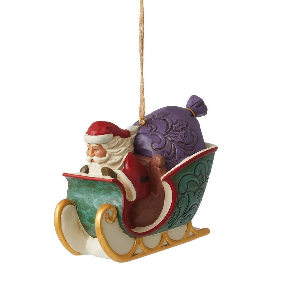 Jim Shore Heartwood Creek Twas The night - Santa in Sleigh Hanging Ornament
