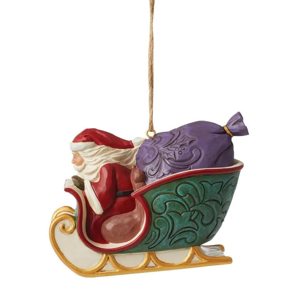 Jim Shore Heartwood Creek Twas The night - Santa in Sleigh Hanging Ornament