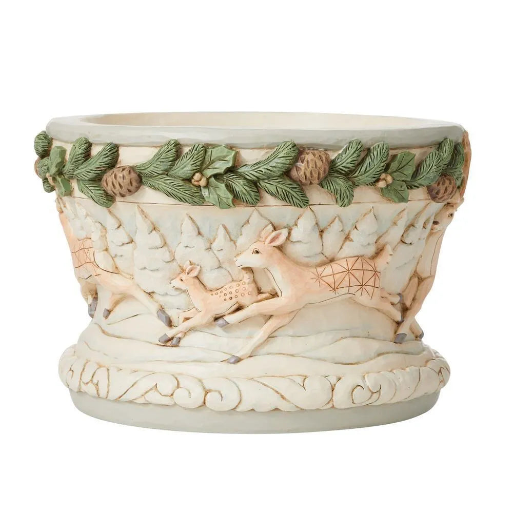 Jim Shore Heartwood Creek White Woodland - Deer Bowl