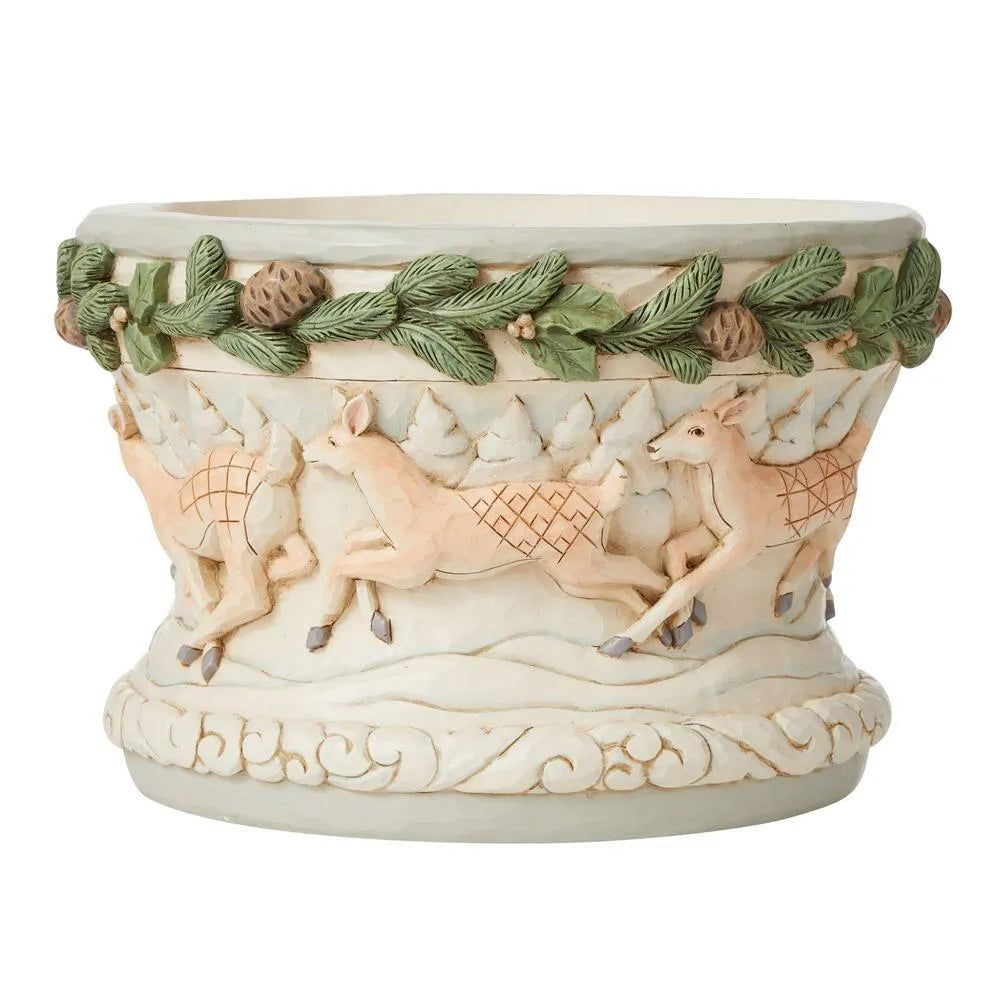 Jim Shore Heartwood Creek White Woodland - Deer Bowl