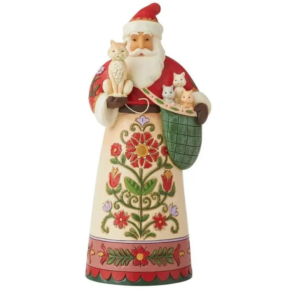 Jim Shore Heartwood Creek - Santa Holding Cat and Kittens