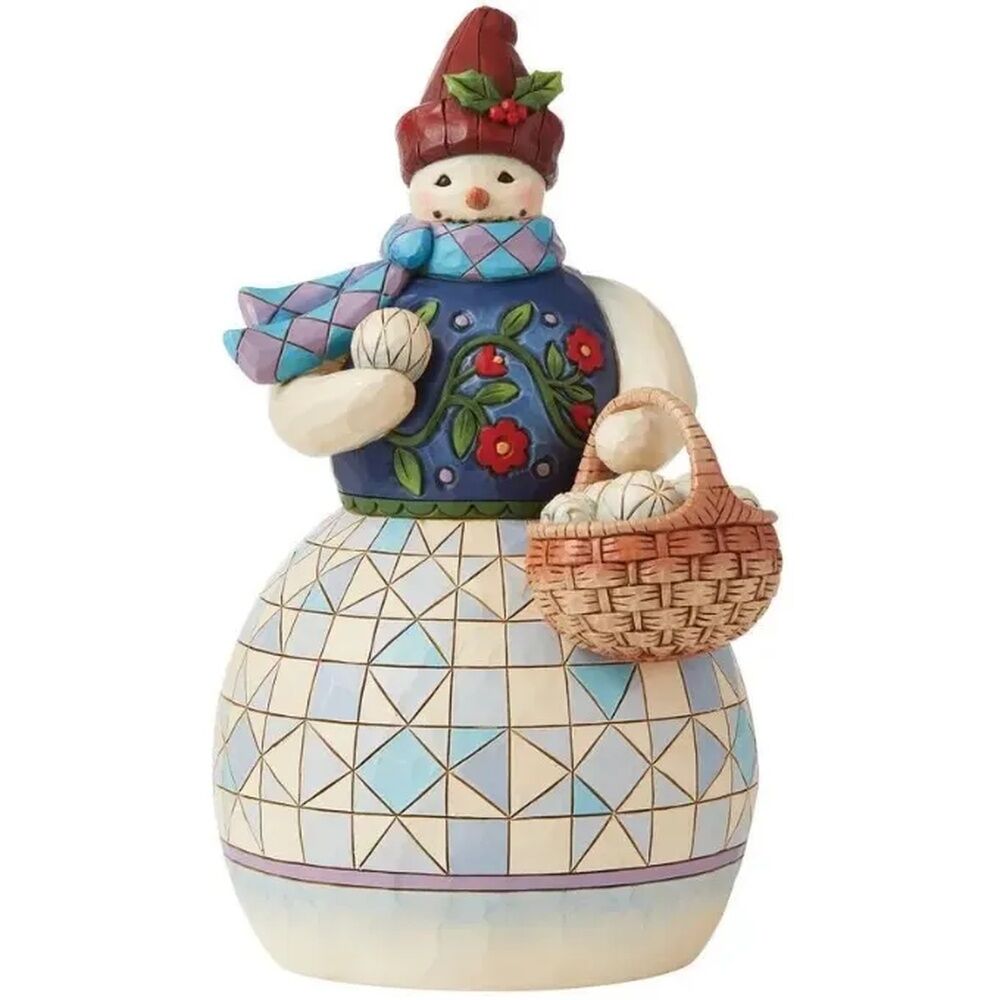 Jim Shore Heartwood Creek - Snowman With Basket of Snowballs
