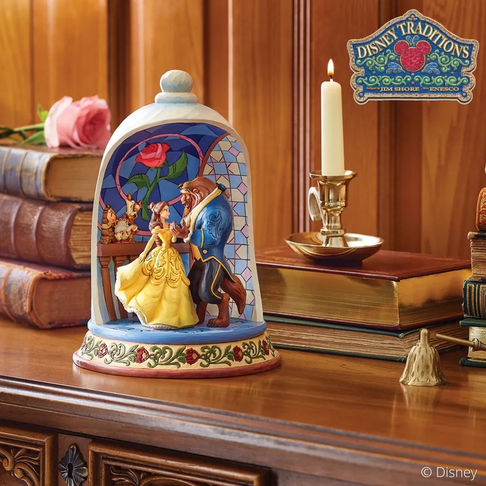 Jim Shore Disney Traditions - Beauty & the Beast Rose Dome - Enchanted Love