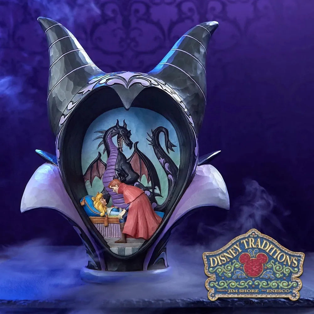 Jim Shore Disney Traditions - Sleeping Beauty Maleficent Headdress Scene - True Loves Kiss