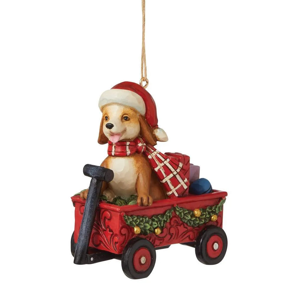 Country Living by Jim Shore - Dog In Wagon Hanging Ornament