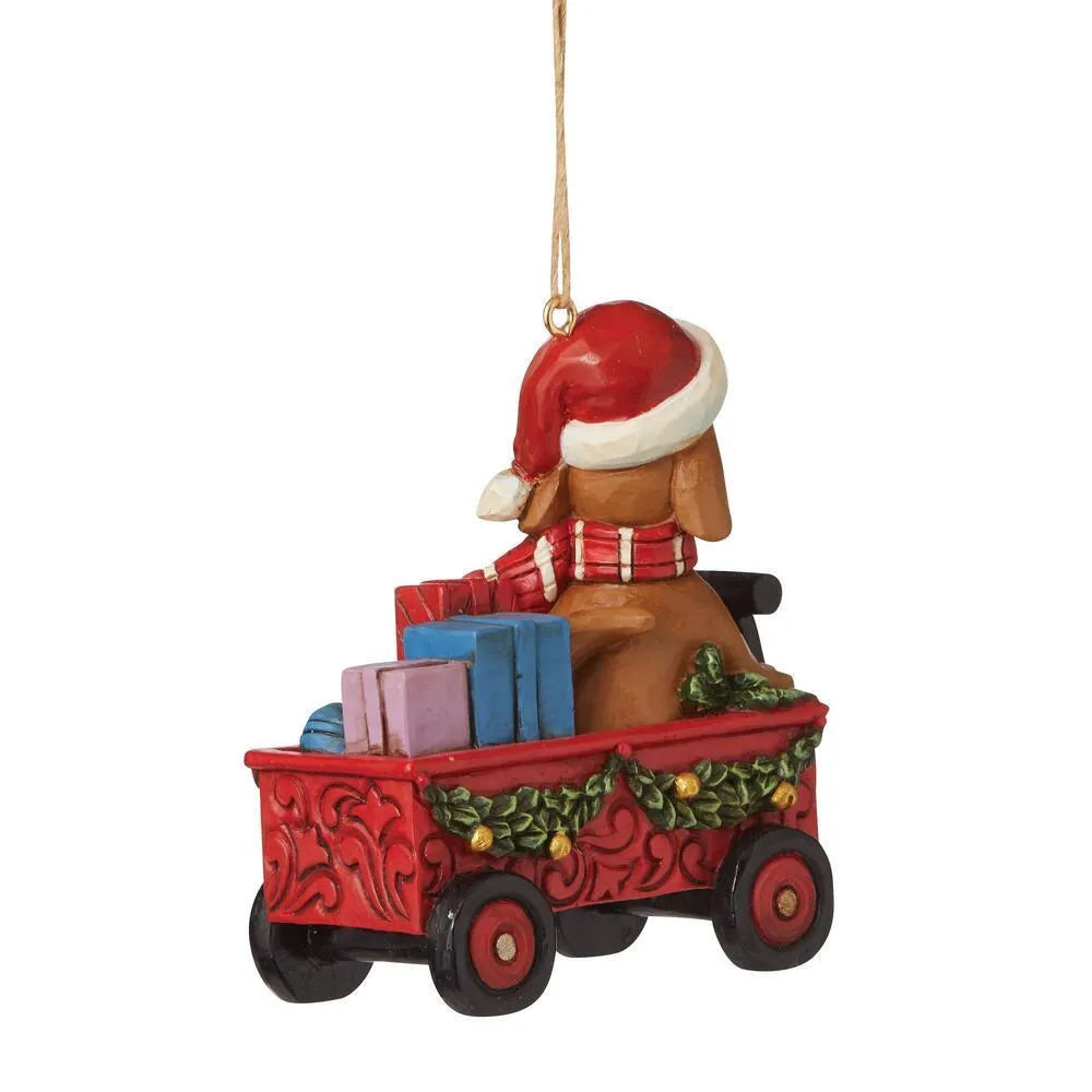 Country Living by Jim Shore - Dog In Wagon Hanging Ornament
