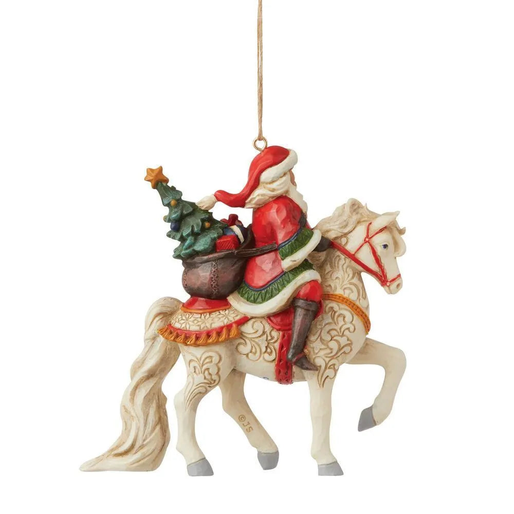 Jim Shore Heartwood Creek - Santa Riding White Horse Hanging Ornament
