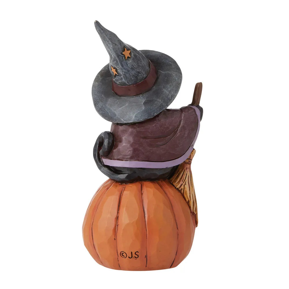 Jim Shore Heartwood Creek Halloween - Mini Black Cat On Pumpkin