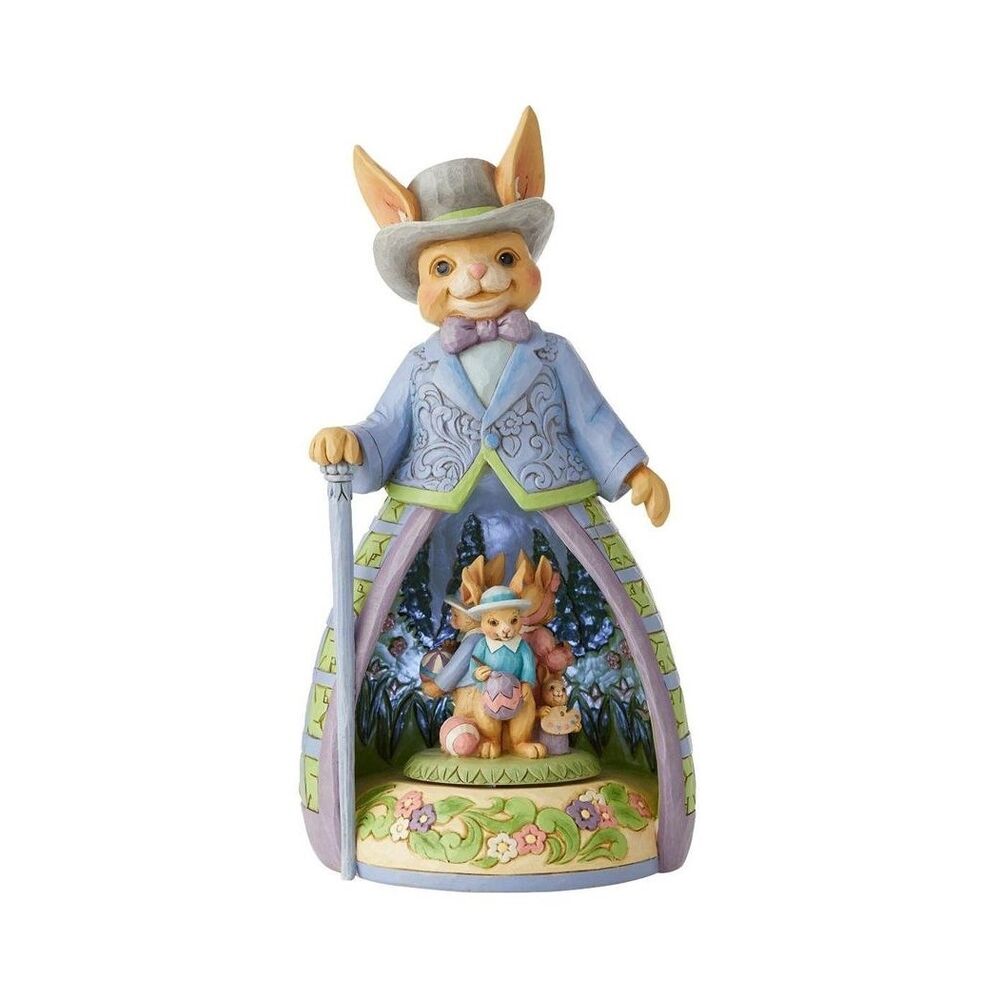 Jim Shore Heartwood Creek - LED Rotating Easter Bunny with Hat