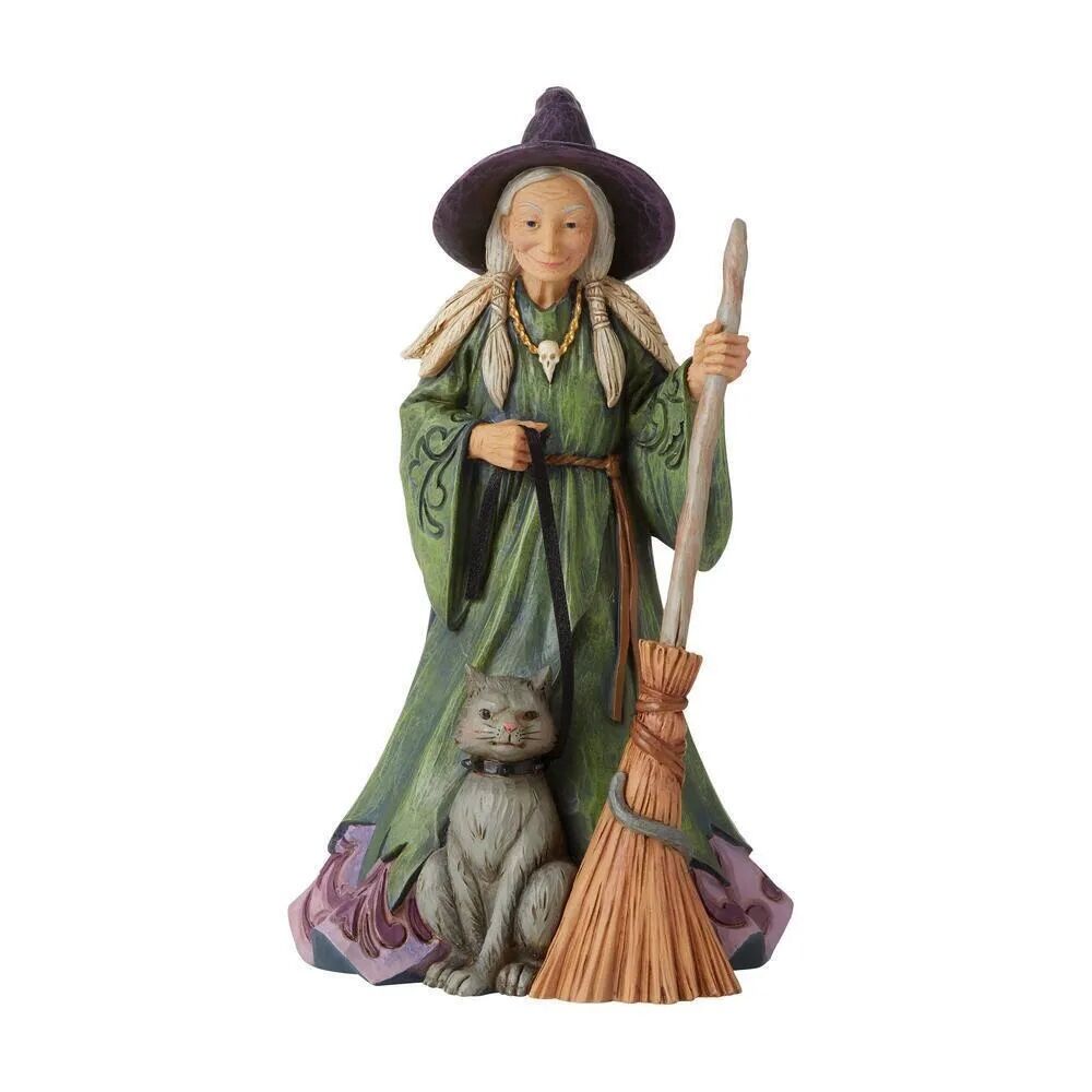 Jim Shore Heartwood Creek Halloween - Witch With Cat and Broom