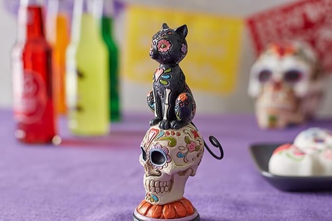 Jim Shore Heartwood Creek - Day of the Dead Black Cat on Skull