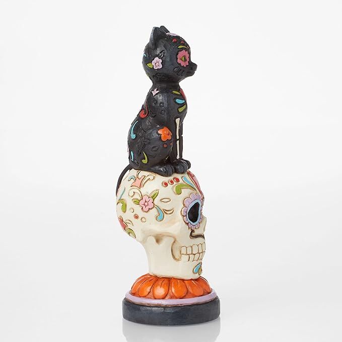 Jim Shore Heartwood Creek - Day of the Dead Black Cat on Skull