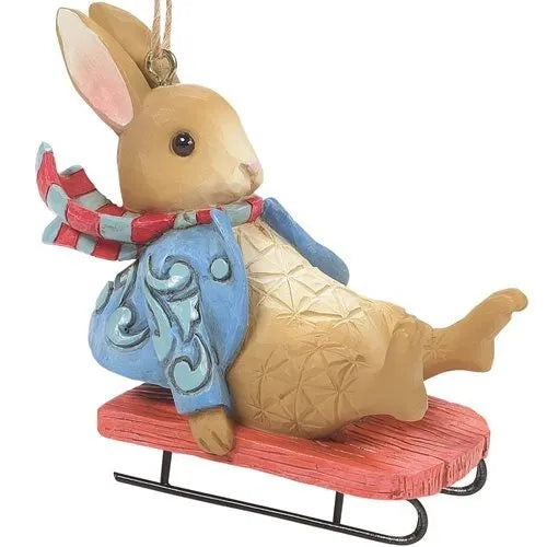 Beatrix Potter by Jim Shore - Peter Rabbit Sledding Hanging Ornament