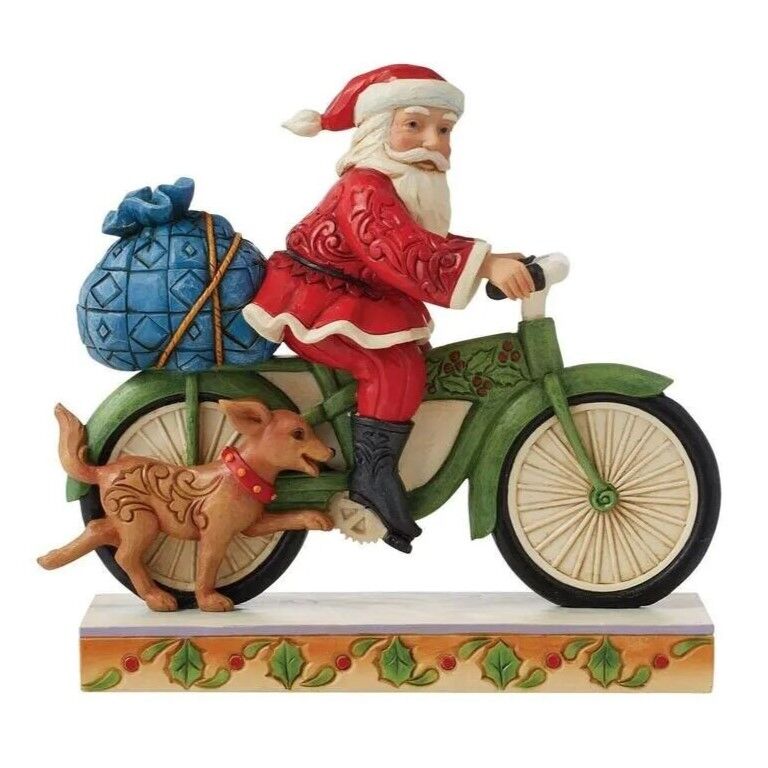 Jim Shore Heartwood Creek - Santa Riding Bicycle