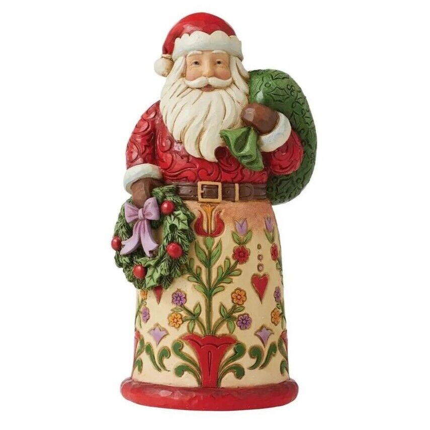 Jim Shore Heartwood Creek - Santa with Wreath & Bag