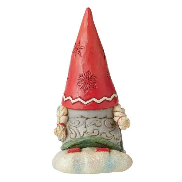 Jim Shore Heartwood Creek Gnomes - Gnome With Braids Skiing