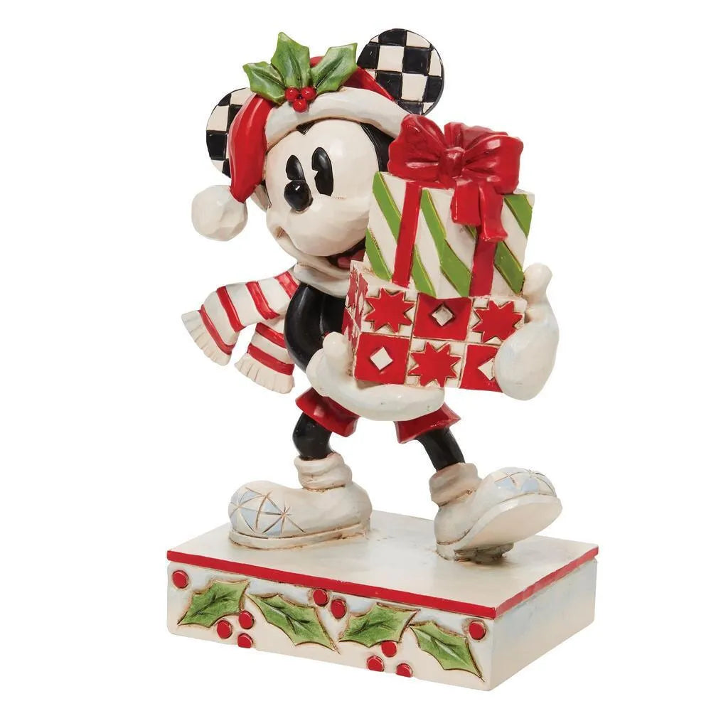 Jim Shore Disney Traditions - Mickey Mouse Christmas - Mickey With Stacked Presents