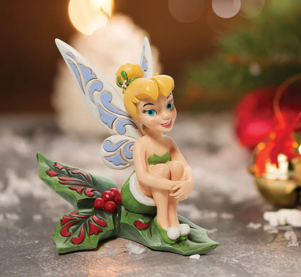 Jim Shore Disney Traditions - Tinkerbell Christmas - Sitting On Holly
